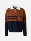 Wales Bonner Calm Striped Wool Polo Sweater In Brown