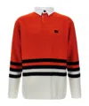 Wales Bonner 'cipher' Striped Long Sleeve Polo Shirt In Red