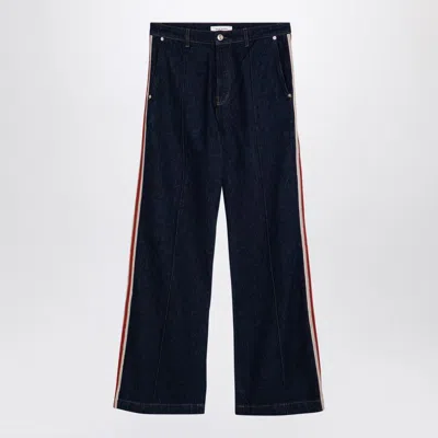 Wales Bonner Loose-fitting Dark Denim Jeans For Men In Deep Blue