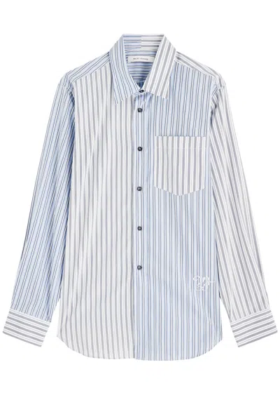 Wales Bonner Majesty Striped Cotton-poplin Shirt In Light Blue