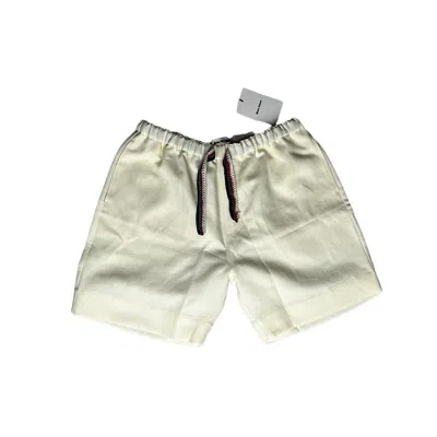 Pre-owned Wales Bonner Mali Linen Crotchet Drawstring Shorts In Pale Yellow