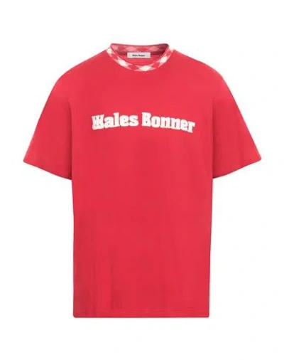 WALES BONNER WALES BONNER MAN T-SHIRT RED SIZE L ORGANIC COTTON, POLYESTER, ELASTANE