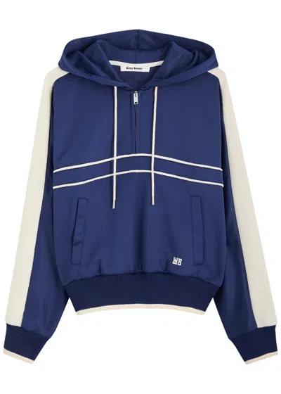 Wales Bonner Mantra Hooded Jersey Sweatshirt In Navy