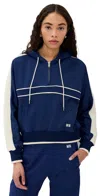 Wales Bonner Mantra Hooded Jersey Sweatshirt In Navy/natural