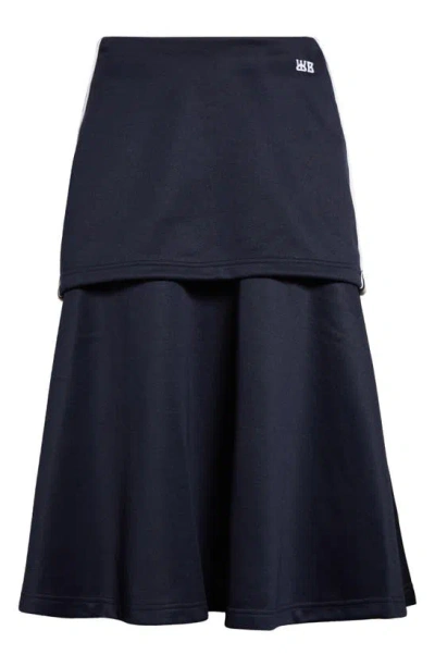 WALES BONNER WALES BONNER MANTRA LAYERED MIDI SKIRT