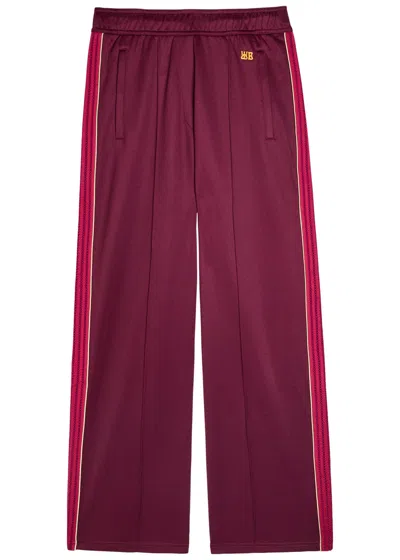 Wales Bonner Mantra Panelled Satin-jersey Track Pants In Burgundy