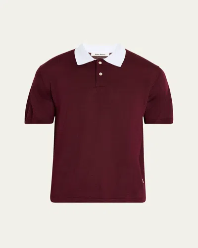 WALES BONNER MEN'S CONTRAST-COLLAR KNIT POLO SHIRT