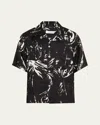 Wales Bonner Men's High Life Marble-print Camp Shirt In Mcnish Black  White