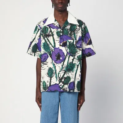 Wales Bonner Men's Highlife Bowling Shirt With Print In Purple