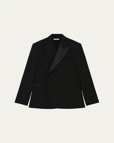 Wales Bonner Men's Single Satin Lapel Tuxedo Jacket In Black
