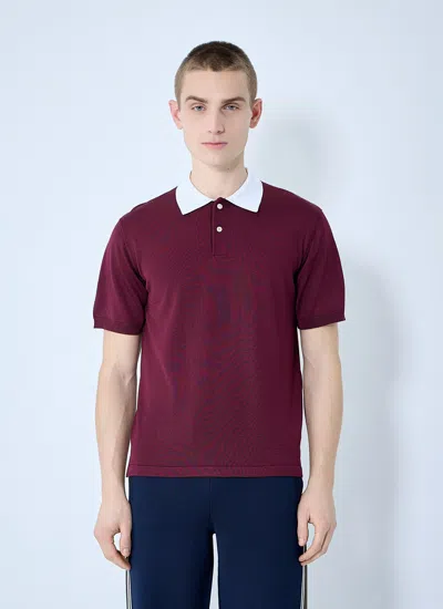 Wales Bonner Men Sun Polo Shirt In Burgundy