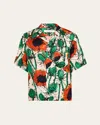 Wales Bonner 'highlife' Twill Bowling Shirt In Poppy Red