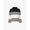 Wales Bonner Mens  Harbour Stripe Open-cuff Wool Knit Top In Navy / White