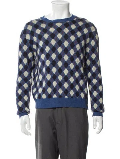 Pre-owned Wales Bonner Merino Wool Plaid Print Pullover In Blue