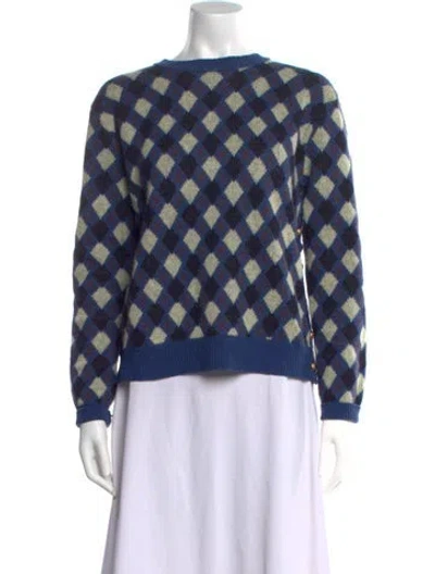Pre-owned Wales Bonner Merino Wool Plaid Print Sweater In Blue