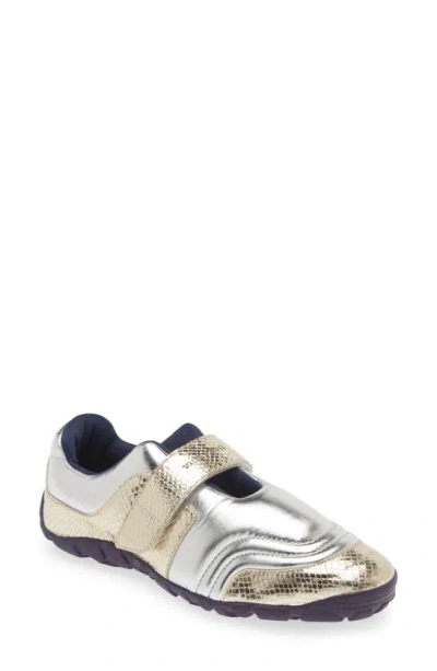 Wales Bonner Mixed Metallic Grip Modern Sneakers In Lamb Print Snake Gold/ Silver