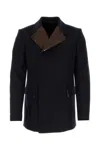 Wales Bonner Structured Wool Blend Blazer With Contrasting Collar And Chest Pocket