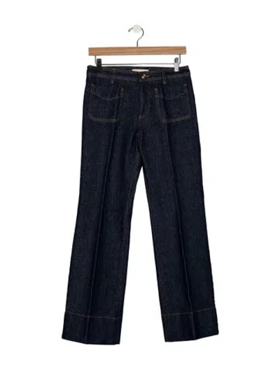 Pre-owned Wales Bonner Mid-rise Flared Jeans In Blue