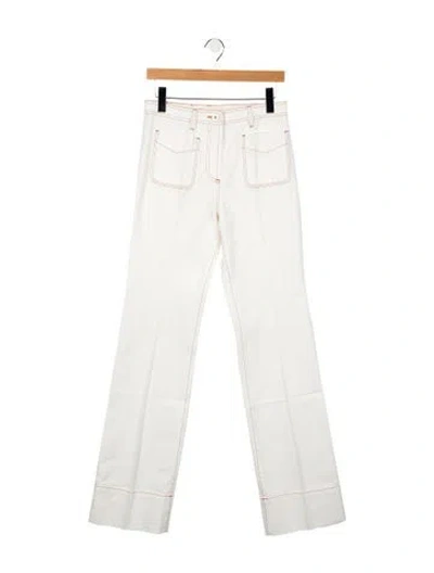 Pre-owned Wales Bonner Mid-rise Wide Leg Jeans In White
