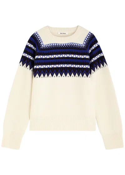 Wales Bonner Mist Fair-isle Intarsia Wool Jumper In White