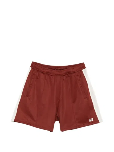 Wales Bonner Motion Embroidered Mesh-trimmed Jersey Shorts In Brown