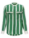 Wales Bonner Cadence Silk Shirt Green And Ivory In Multicolor