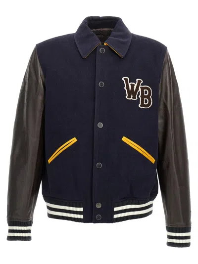 WALES BONNER MULTICOLOR EMBROIDERED LOGO VARSITY JACKET