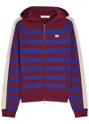 Wales Bonner Music Striped Hooded Fine-knit Jumper In Burgundy