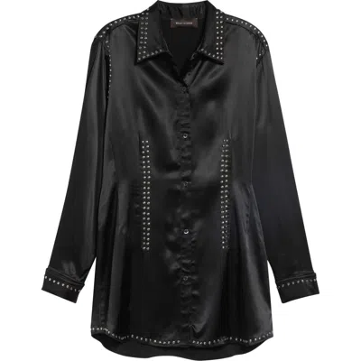 Wales Bonner Mystic Studded Satin Shirt In Black