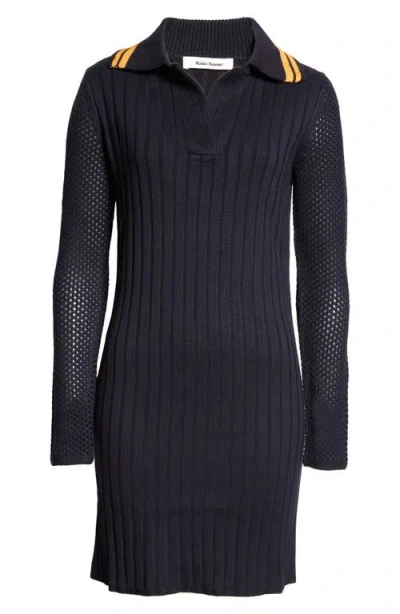 Wales Bonner Myth Shirt Dress In Navy/ Orange
