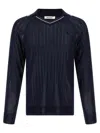 Wales Bonner Roots Polo Shirt Sweaters And Cardigans Multicolor In Navy Blue