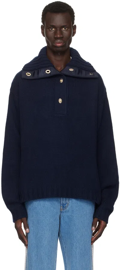 Wales Bonner Navy Celeste Knit Sweater
