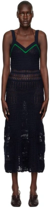 Wales Bonner Navy Djembe Midi Dress In Navy