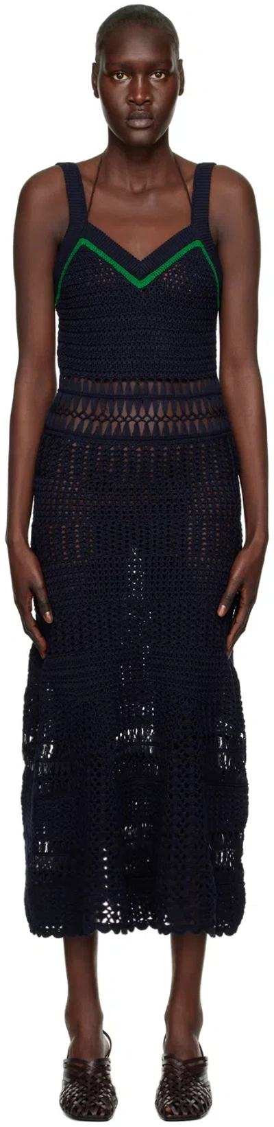Wales Bonner Navy Djembe Midi Dress