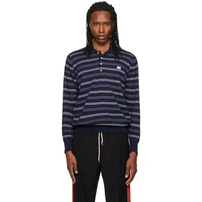 Wales Bonner Navy John Smedley Edition Beam Polo In Blue