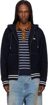 Wales Bonner Navy 'the October' Hoodie In Blue