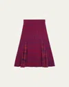 Wales Bonner Nile Godet Midi Skirt In Navy Red And Purple