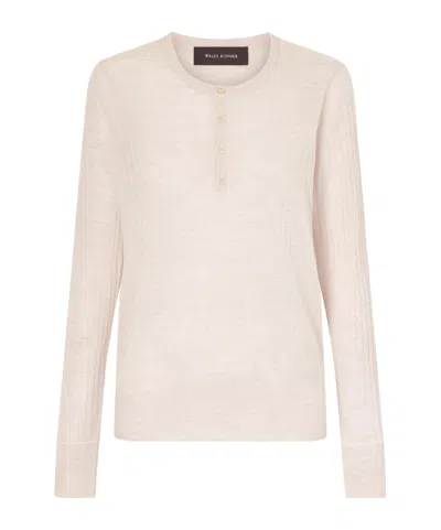 Wales Bonner Nile Henley Wool Sweatshirt In Neutral