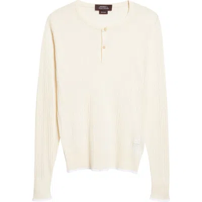 Wales Bonner Nile Merino Wool & Cotton Rib Henley Sweater In Metallic