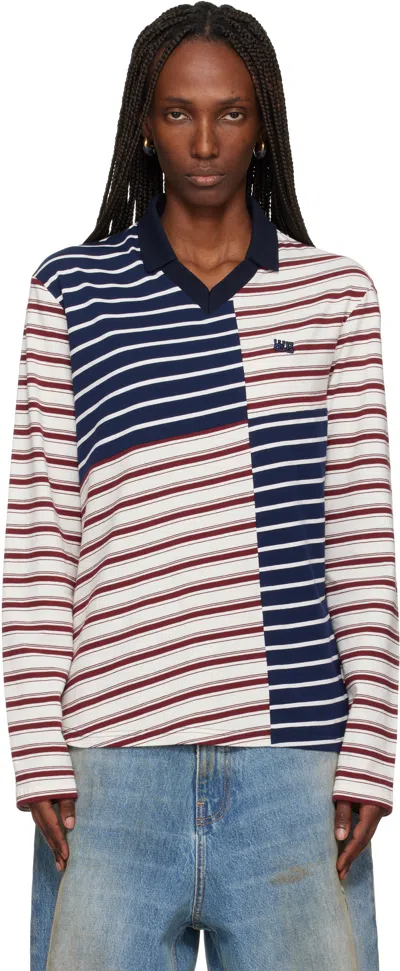 WALES BONNER OFF-WHITE & NAVY 'THE SPIRIT' POLO