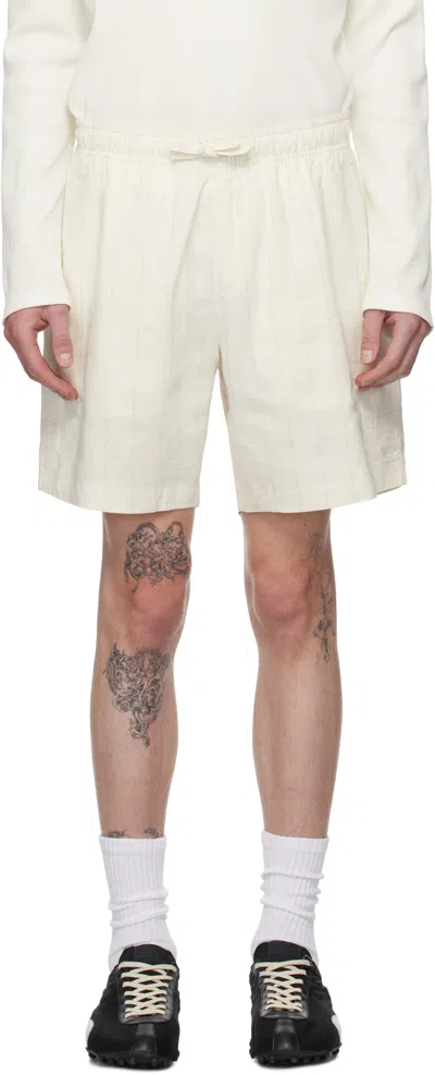 Wales Bonner Off-white Garden Shorts In White/blue Stripe