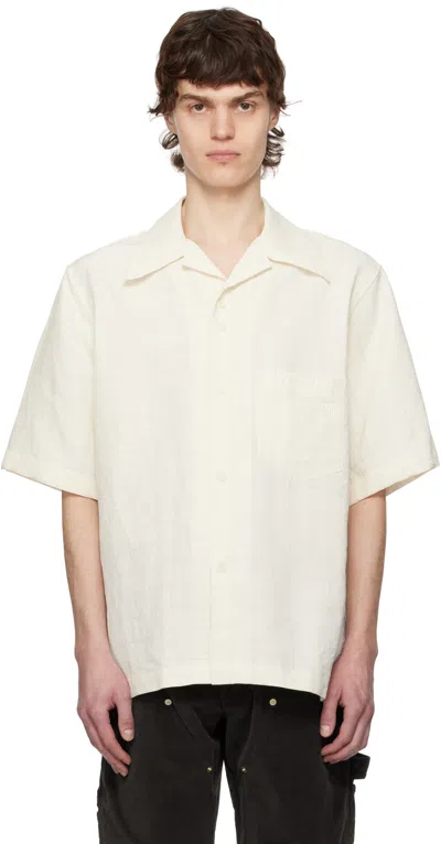 Wales Bonner Off-white Highlife Bowling Shirt In White/blue Stripe