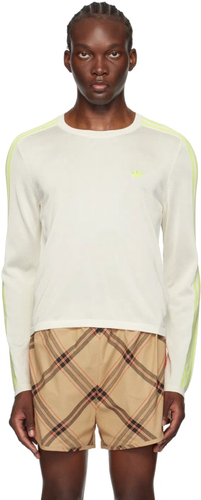 Wales Bonner Off-white Knit Long Sleeve T-shirt In Chalk/frozen Yellow