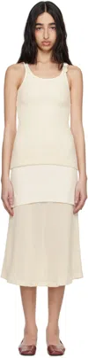 Wales Bonner Serenity Crystal-embellished Layered Open And Ribbed-knit Cotton Midi Dress In Ivory
