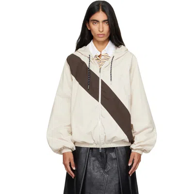 Wales Bonner Off-white Kalpa Anorak Jacket In Oyster / Dark Brown