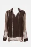 Wales Bonner V-neck Stud-embellished Blouse In Brown