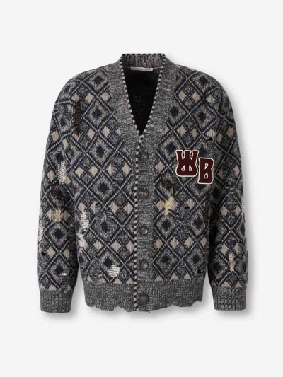 Wales Bonner Oversized Sibling Cardigan In Gray