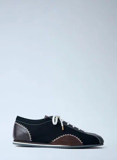 Wales Bonner Paris Stitched Panels Lace-up Sneakers In Black