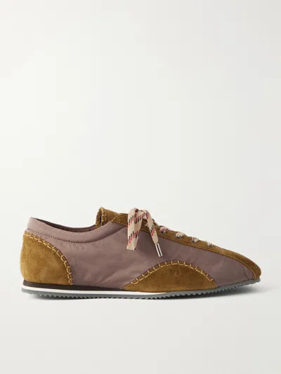Wales Bonner Paris Trainer Shell Suede-trimmed Sneakers In Brown
