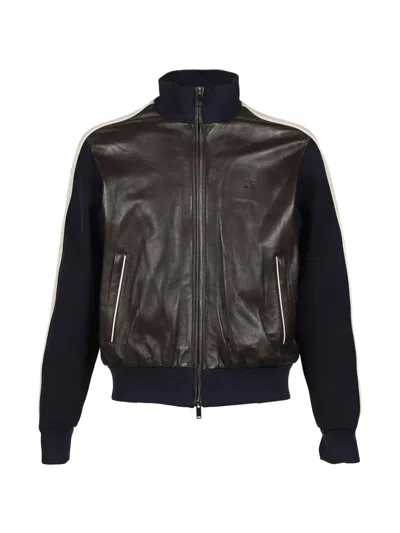 Wales Bonner Path Panelled Leather Jacket In Brown